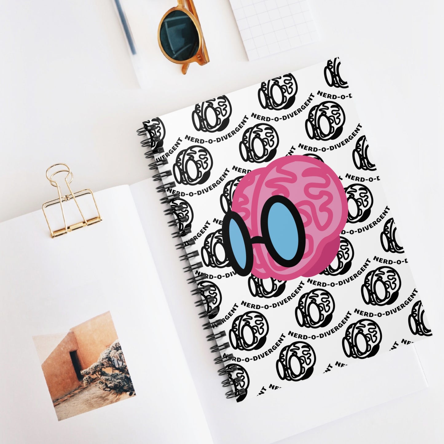 "Nerd-o-Divergent Main Logo" Patterned Spiral Notebook - Ruled Line