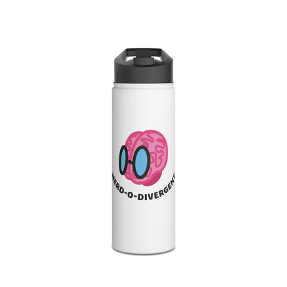 "Nerd-o-Divergent Main Logo" Stainless Steel Water Bottle, Standard Lid