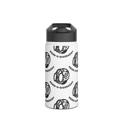 "Nerd-o-Divergent Black Pattern" Stainless Steel Water Bottle, Standard Lid