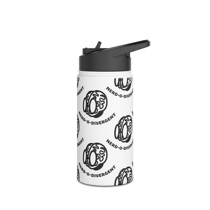 "Nerd-o-Divergent Black Pattern" Stainless Steel Water Bottle, Standard Lid