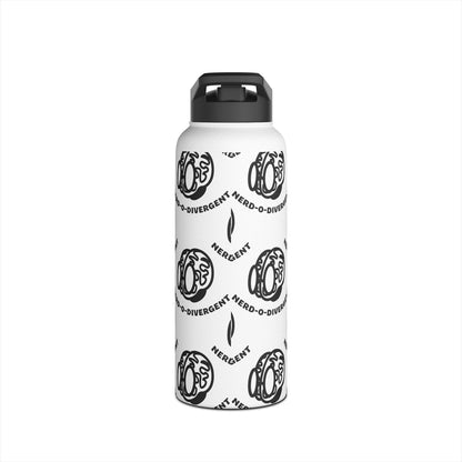 "Nerd-o-Divergent Black Pattern" Stainless Steel Water Bottle, Standard Lid