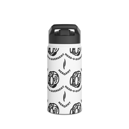 "Nerd-o-Divergent Black Pattern" Stainless Steel Water Bottle, Standard Lid